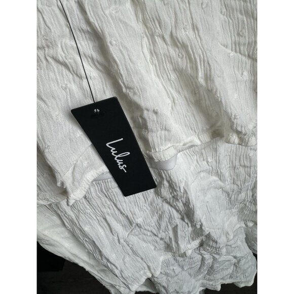 NWT Lulu’s All About Bliss White Swiss‎ Dot Tiered Halter Mini Dress Size Small - Picture 7 of 12